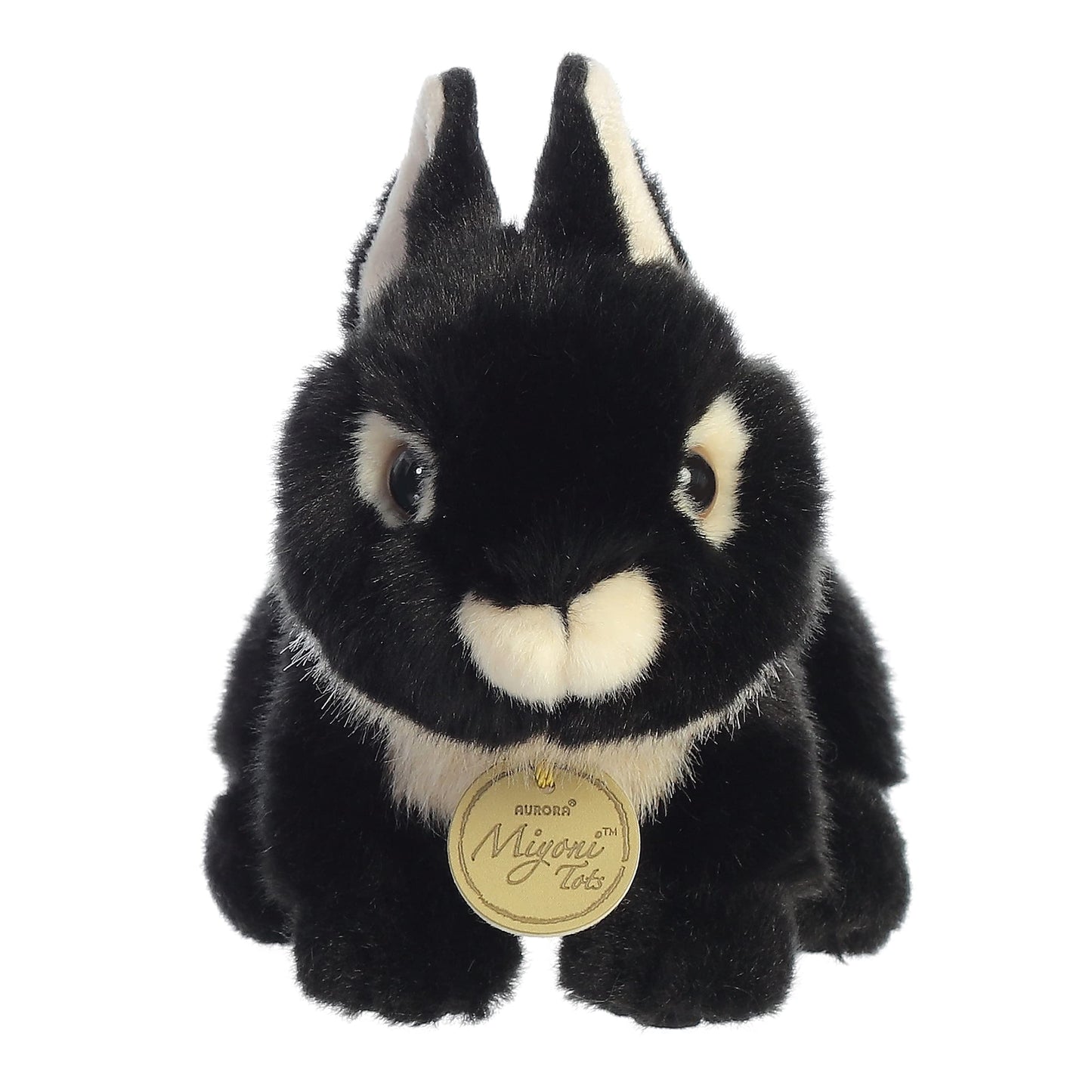 Aurora® Miyoni® Tots Black 7.5" Netherland Dwarf Bunny Stuffed Animal - Lifelike Polyester Companion for Bedrooms/Classrooms