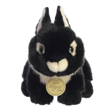 Aurora® Miyoni® Tots Black 7.5" Netherland Dwarf Bunny Stuffed Animal - Lifelike Polyester Companion for Bedrooms/Classrooms