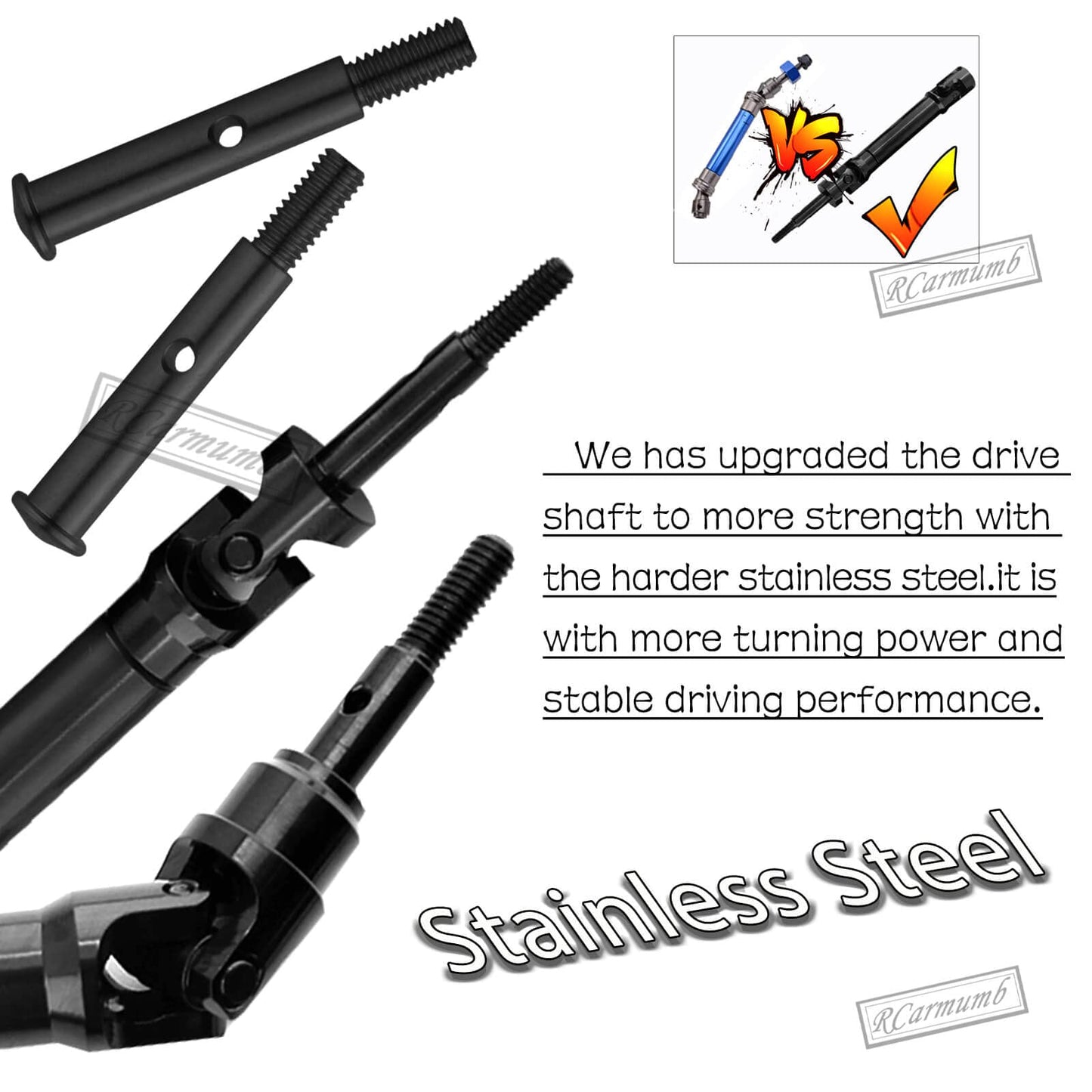 Rcarmumb Upgrades Part For 1/10 Stampede Vxl 2Wd,Rustler Vxl 2Wd,Slash Vxl 2Wd,Hoss Vxl 2Wd,Rear Stainless Steel Drive Shaft Cvd