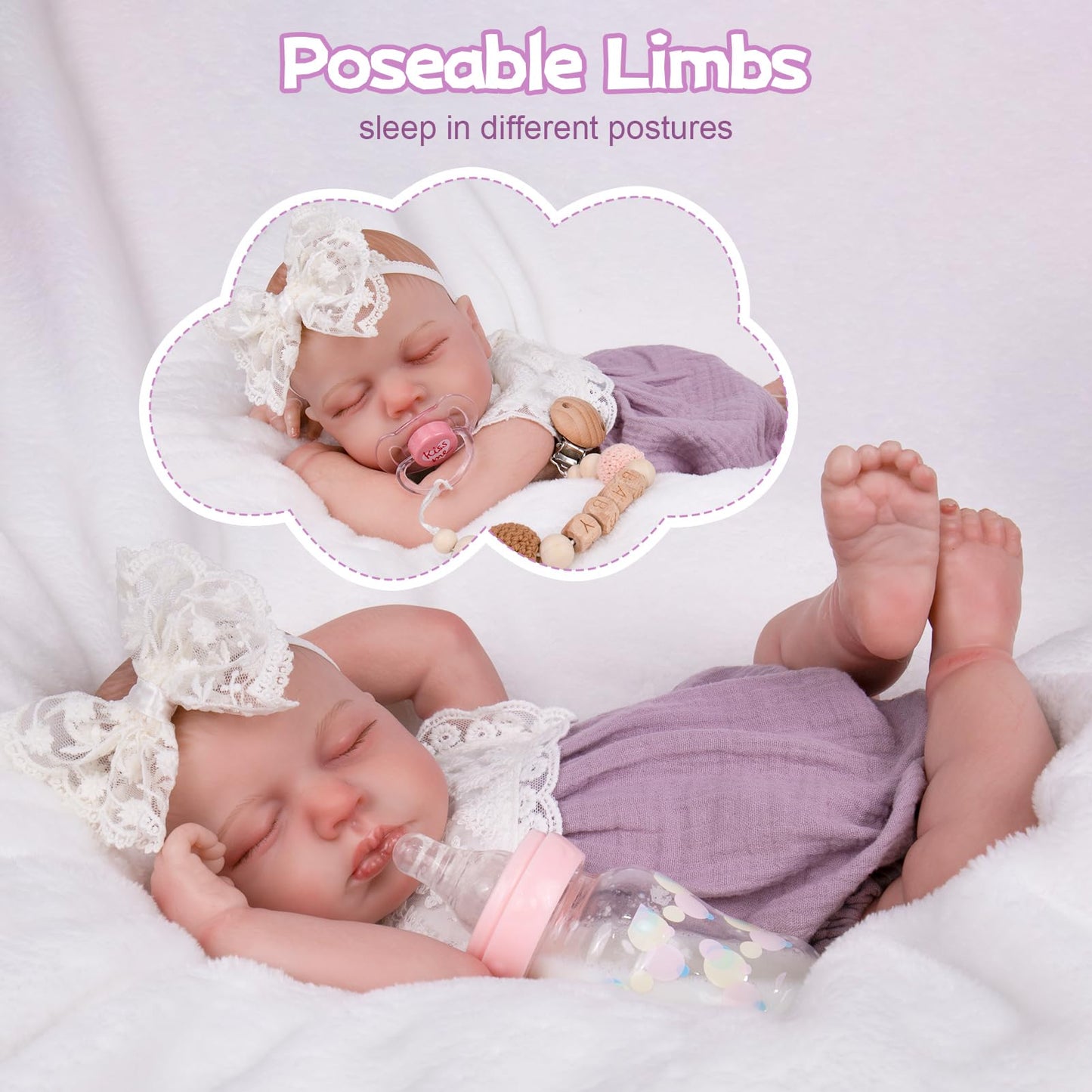 Aori Lifelike Reborn Dolls - 20 Inch Realistic Sleeping Newborn Baby Girl With Poseable Limbs And Feeding Set