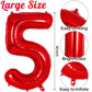 AIQINHU Red Foil Number 5 Balloon, 40 Inch Jumbo Mylar for 5th Birthday Party Decorations