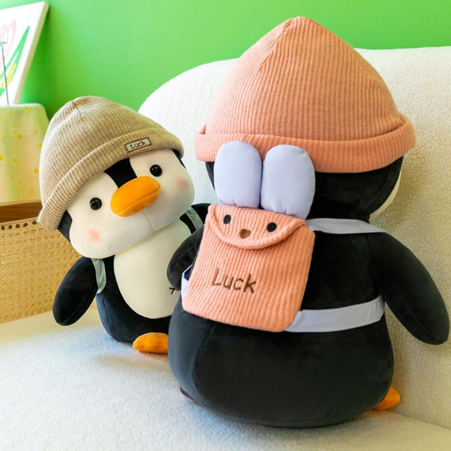 Bsvome 9 Inches Penguin Stuffed Animals Soft Plush Cute Travel With Hat Backpack Doll For Boys Girls