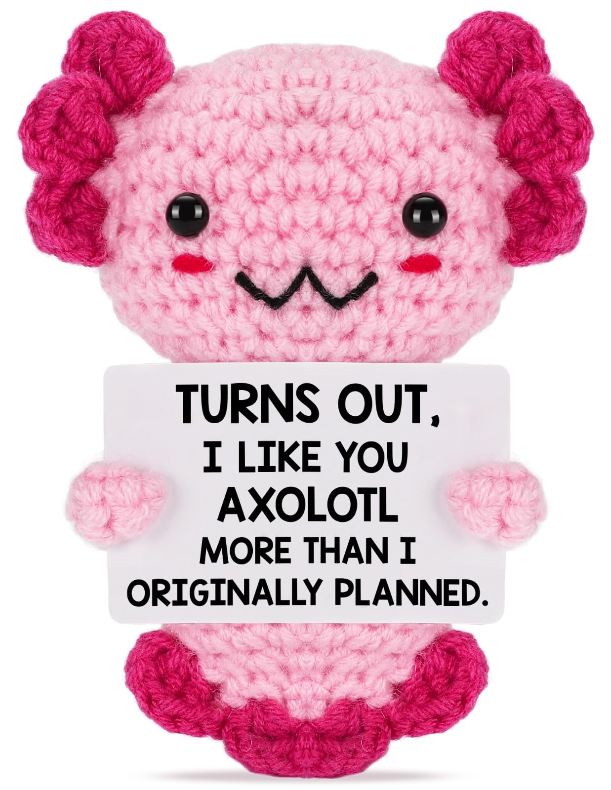 Gifts For New Relationship, Crushes, Valentines, Anniversaries For Him Or Her - Mini Crochet Axolotl - Turns Out I Like You More