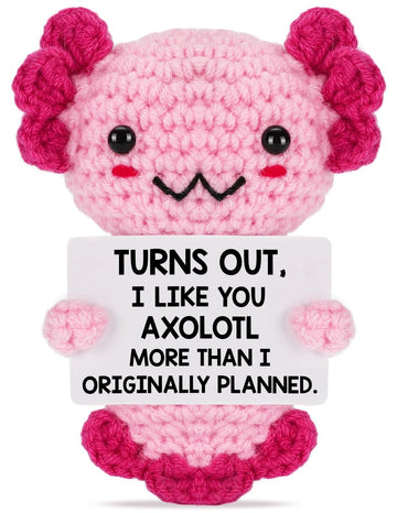 Gifts For New Relationship, Crushes, Valentines, Anniversaries For Him Or Her - Mini Crochet Axolotl - Turns Out I Like You More
