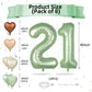Biapian 40 Inch Sage Green Number 21 Balloons, Large Foil Number 2 & 1 Balloons With 18'' Olive Green Heart Balloon For 21St Yea