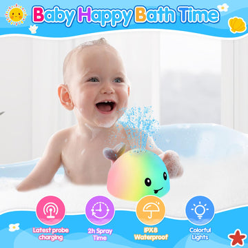 2025 Latest Whale Bath Toy Sprinkler With Charging Dock, Light Up Bath Toys For Babies 6-12 12-18 Months N Kids Ages 1-3, Toddle