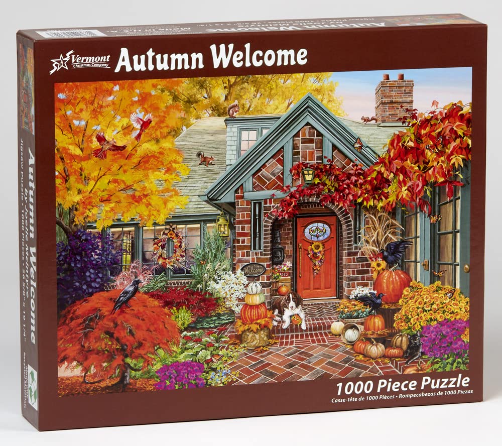 Vermont Christmas Company 1000 Piece Autumn Welcome Jigsaw Puzzle - Copper Material, VC1204 Model