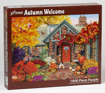 Vermont Christmas Company 1000 Piece Autumn Welcome Jigsaw Puzzle - Copper Material, VC1204 Model