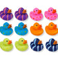 Cool Rubber Ducks (2') Standard Size. (12 Pack) Cute Duck Bath Tub Pool Toys. (Multi-Color Pattern Rubber Squicky Duckies)