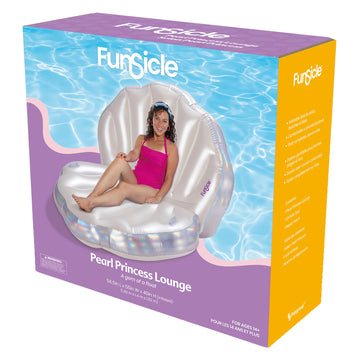 Funsicle: Pearl Princess Lounge - Inflatable Pool & Water Float, 58.5x55x40, Holographic & Pearlized Design, Water Toy, 220 lb C