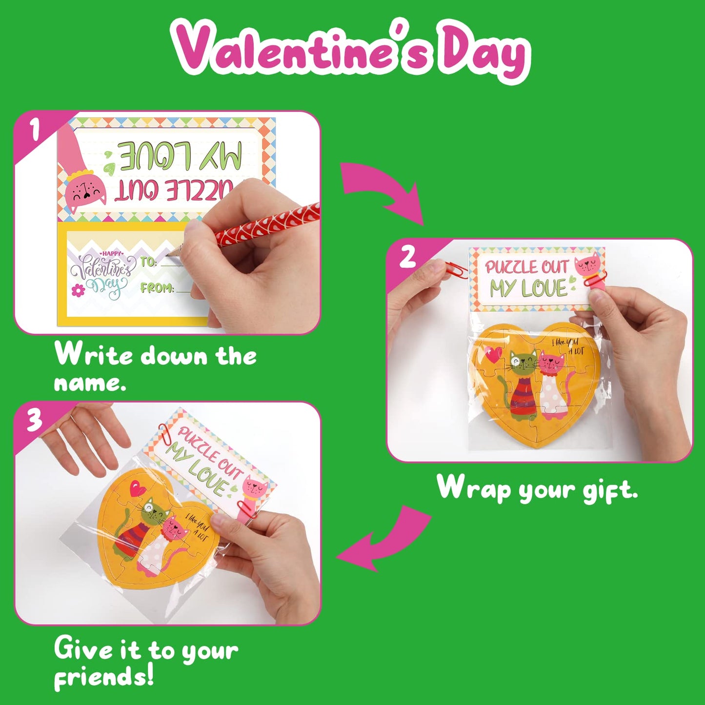 28 Pack Valentines Day Greeting Cards With Toys For Kids, Mini Fingerboard Valentine School Classroom Exchange Prizes For Studen