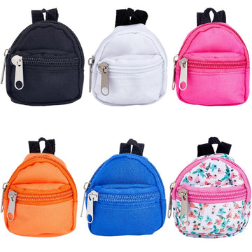GORGECRAFT 6 Styles Mini Doll Backpack Miniatures House Backpack Doll Zipper School Bags Keys Purse for Dolls Accessories Costume Ornament Photography Props Black White Orange Blue Khaki Gifts