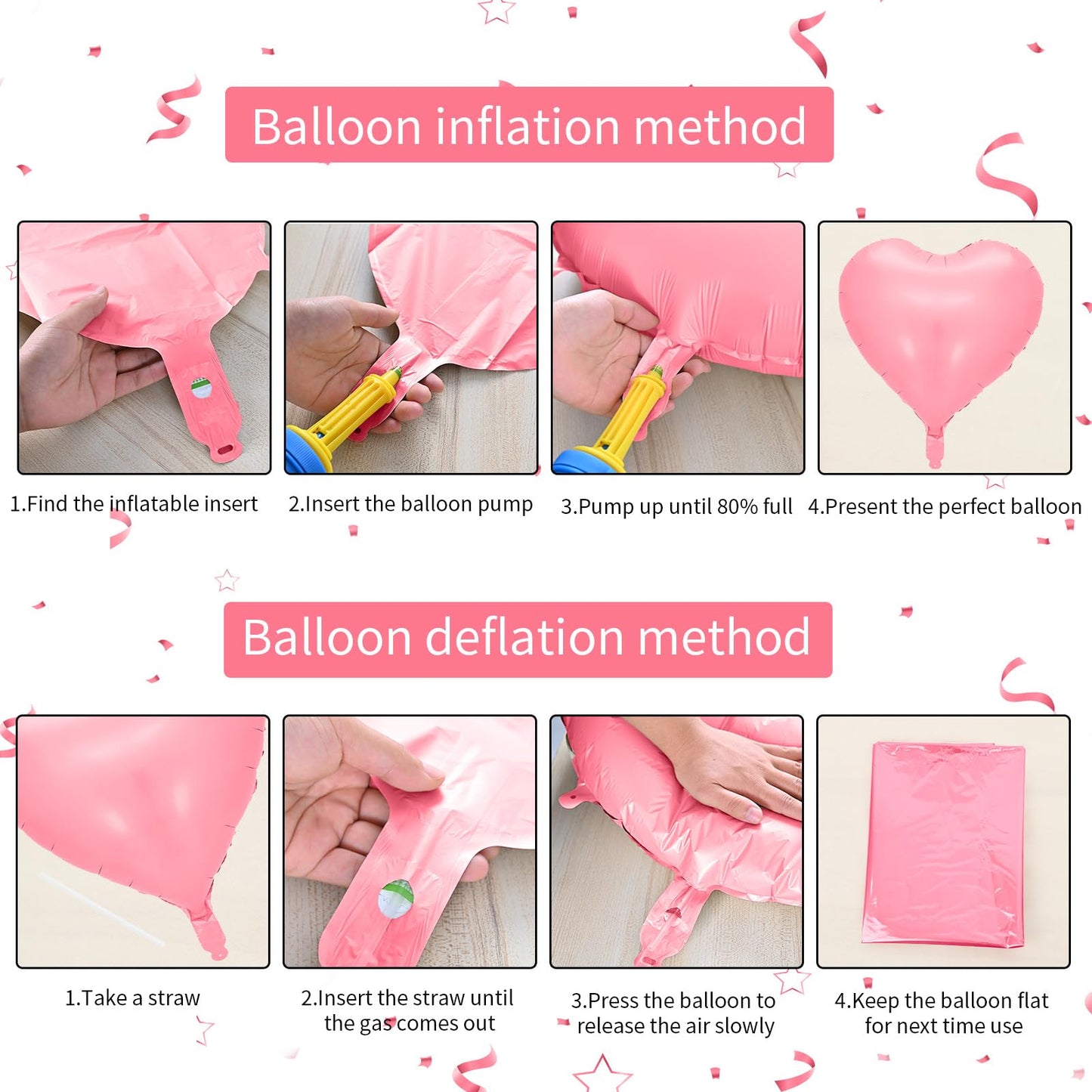 Biapian Pastel Balloons Heart, 10 Pcs Macaron Heart Shape Balloons Foil, 18Inch Pastel Pink Purple Green Teal Yellow Foil Valent