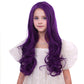 Duduwig Purple Wig Kid Girls Long Purple Wig Synthetic Hair Wigs Ombre Purple Wigs Natural Wavy Hair Wigs Hair Net Include