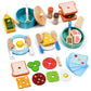 35 Pcs Wooden Play Kitchen Accessories, Pretend Play Kitchen Toys For Kids Toddlers, Wooden Play Cooking Set Play Food Cookware 