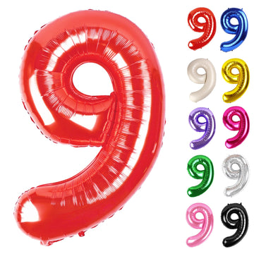 Red Number 9 Balloon 40 Inch, 9 Balloon Number, 9Th Birthday Decorations, Red Party Supplies For Boys Girls