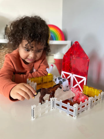 Magna-Tiles Farm Animals 25-Piece Magnetic Construction Set, The Original Magnetic Building Brand