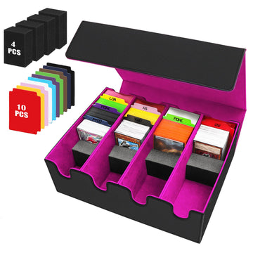 Qlouni Card Storage Box - 2800+ Deck Case With Pu Leather & Magnetic Closure, Tcg Storage, Suitable For Mtg, Yugioh & Sports Car