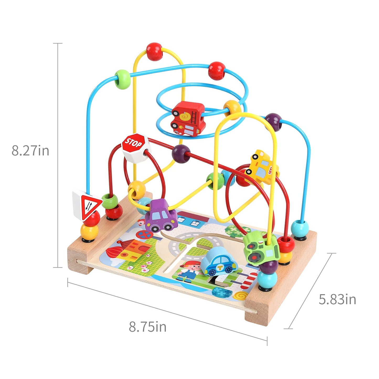 AISHUN Wooden Bead Maze Toy - Colorful Roller Coaster for Toddlers, Medium Size, Educational Gift for Kids, Multicolor