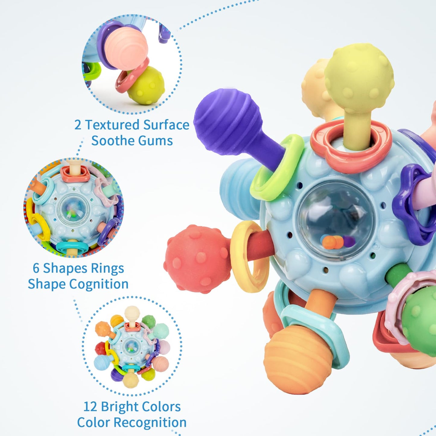 Accevo Baby Teething Toys Silicone Baby Teether Toys For 6-12 Months Chew Toys For Sucking Needs, Baby Teether For Soothing Sore