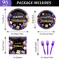 Purple Birthday Plates And Napkins Purple And Black Happy Birthday Party Supplies Tableware Set For 24 Guests Table Decorations