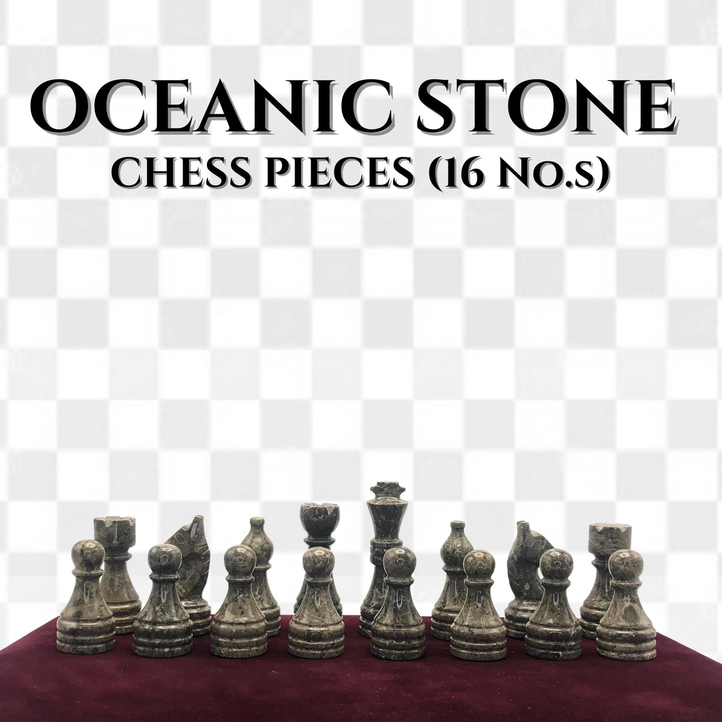 Handcrafted enhanced Marble Chess Pieces Set - Elegant 32-Piece Replacement for 12-15 Inch Chess Boards Storage Box (Grey and White)