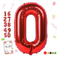 Smlpuame 40 Inch Number Balloon 0-9 Red Large Number 0 Balloons,Digital Balloons For Birthday Party Celebration Decorations Supp