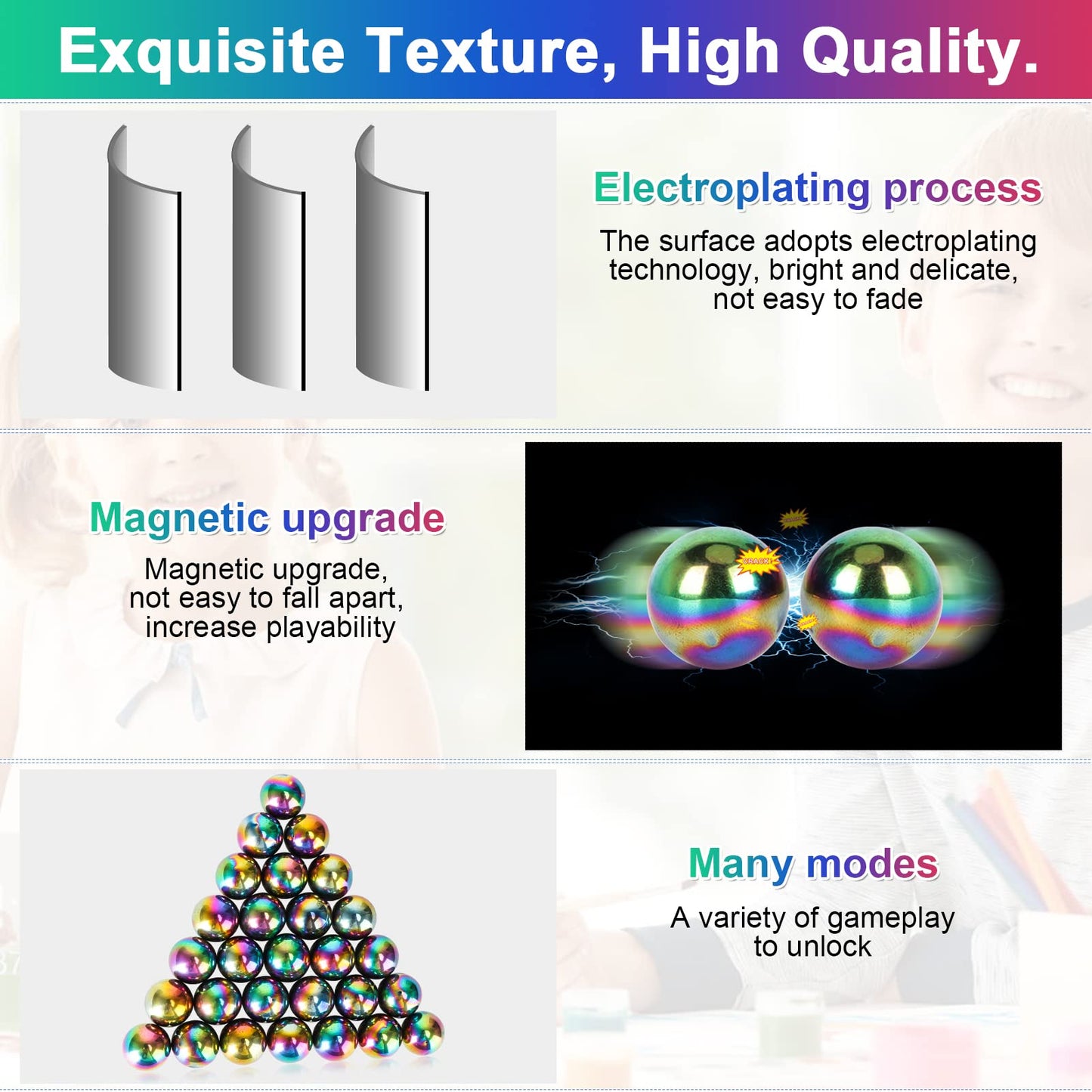 Moonhua 28Pcs Rainbow Stones Fidget Toy, 20Mm Diy Mutual Attraction Desk Balls For Kids Adults, Educational Science Kit For Anxiety Relief, Building Crafts For Teens Party Favors Gift