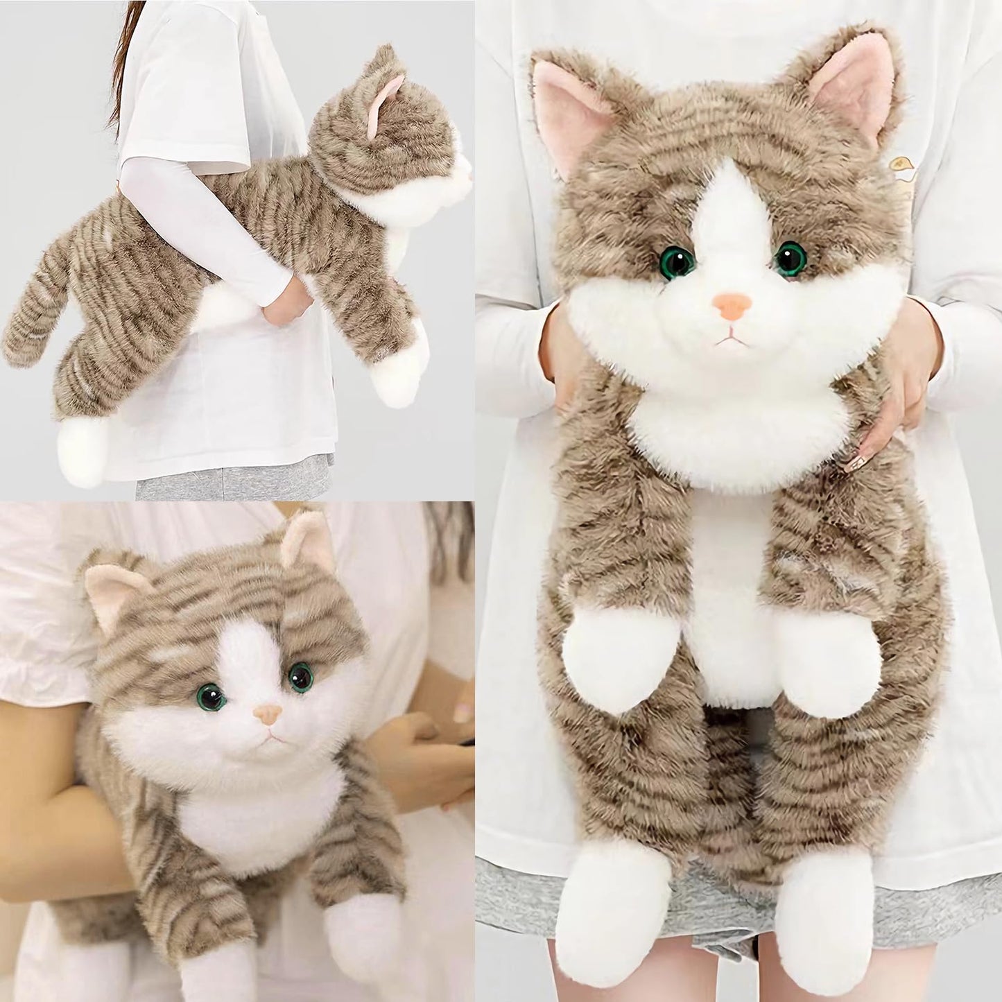 Leahaoe Large Weighted Stuffed Animals for Adults 5Lbs 26'', Soft and Cuddly Gray Weighted Cat Plush, Realistic Cat Stuffed Anim