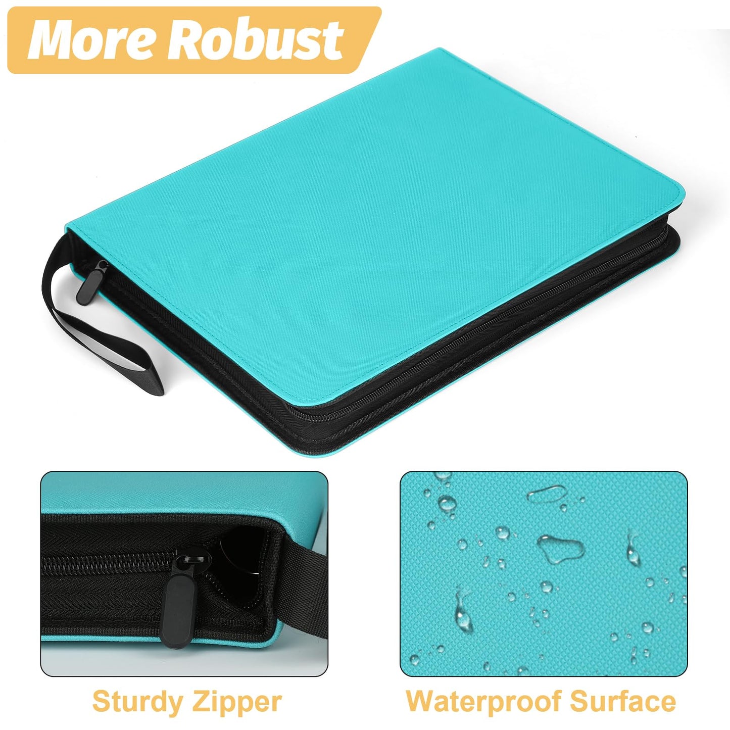 GERMUN 9 Pocket Card Binder  enhanced Zip Trading Card Binder  720 Double Sided Pocket PU Card Collection Binder  Collector Card Album  Card Folder for MTG  TCG  Sports Cards  Game Cards (LAKE BLUE)