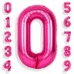 Suwen 40 Inch Hot Pink Large 0 Balloon Numbers Big Foil Helium Number Balloons 0-9 Jumbo Happy 0Th Mylar Birthday Party Decorati