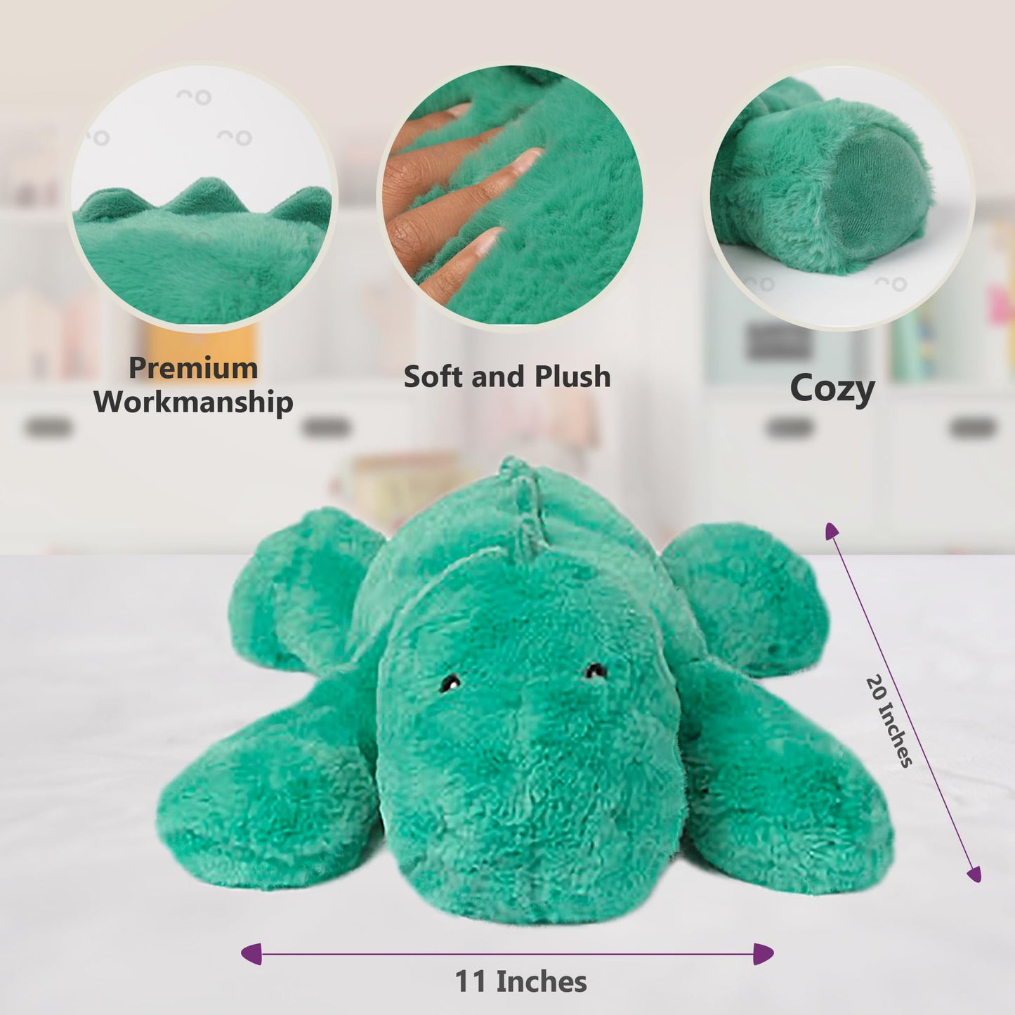 Cuddle Buds 5Lbs Weighted Dinosaur Stuffed Animal For Sensory Needs, 20'' Plush Dino, Weighted Stuffed Animals For Adults, Soft Dinosaur Toy