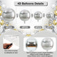 TONIFUL 16Pcs Large Silver 4D Giant Round Foil Balloon 4D Mirror Metallic Mylar Sephere Balloons for Christmas New Year Birthday