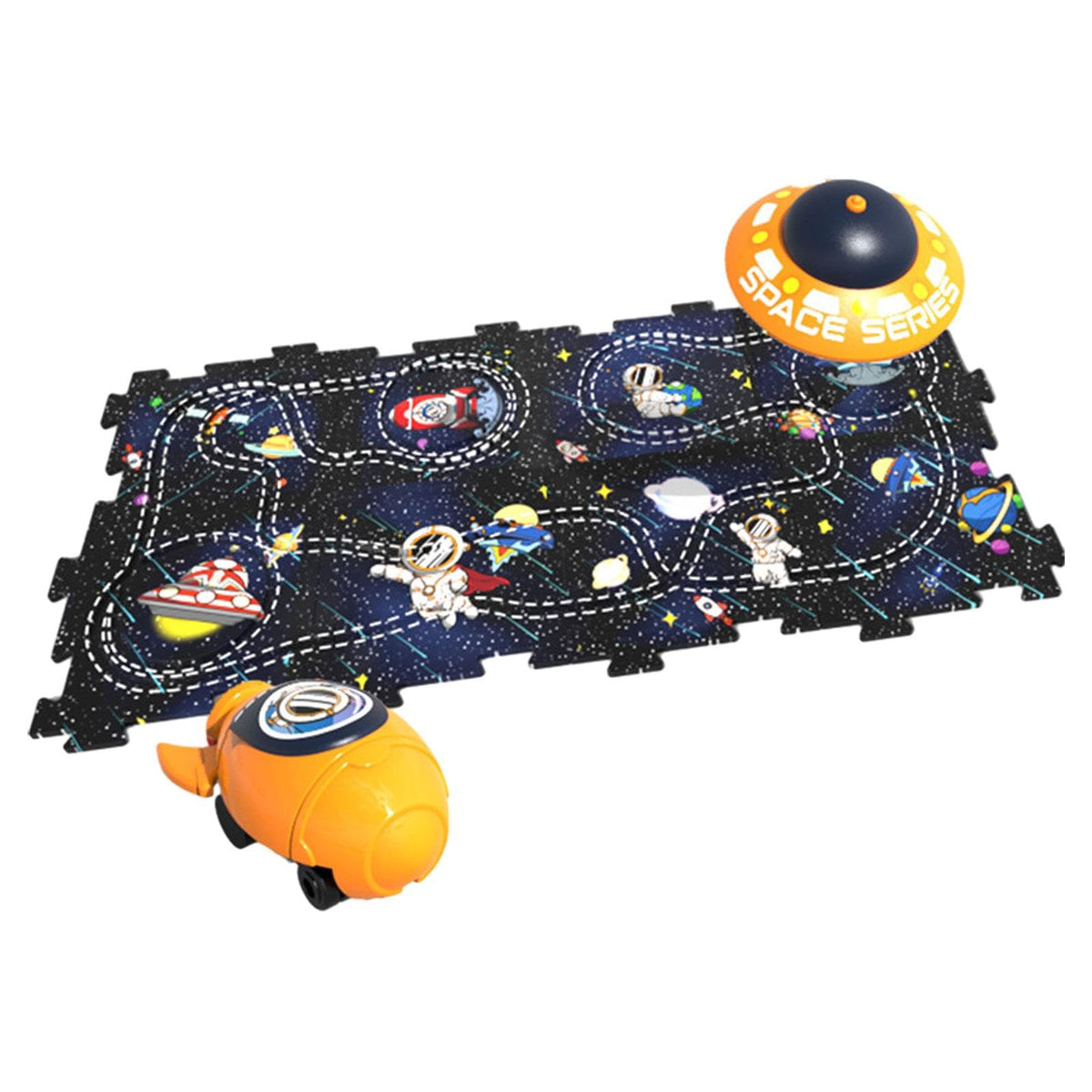 ILSMYSUTRA Puzzles Track Play Set Brain Development with Vehicle for Children Festivals Space Theme 8pcs