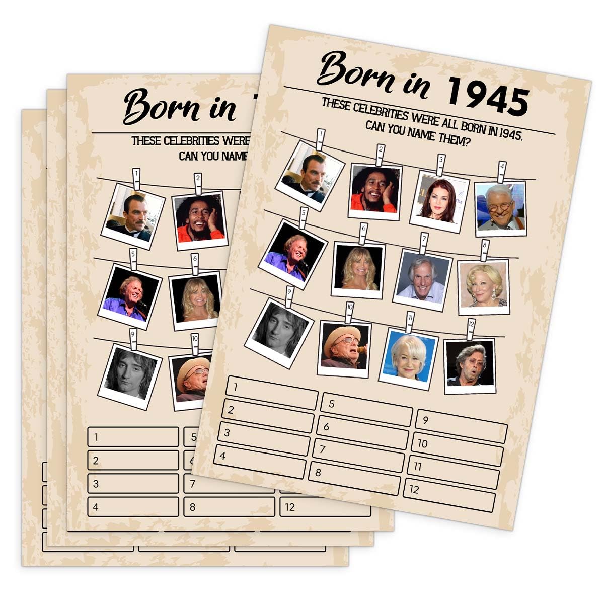 Qupt 80Th Birthday Party Games, Born In 1945, 30 Cards, Adults, History, English, Card Game, 18+