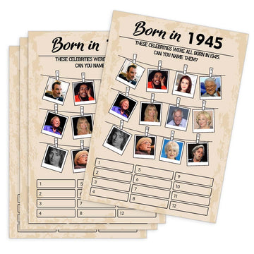Qupt 80Th Birthday Party Games, Born In 1945, 30 Cards, Adults, History, English, Card Game, 18+