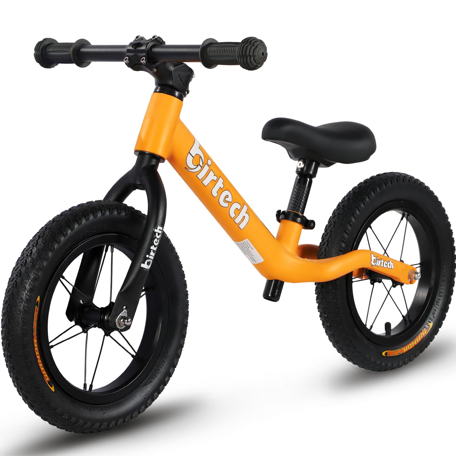 12' Balance Bike For 2, 3, 4, 5 Year Old Boys And Girls, Lightweight Nylon Frame Toddler Training Bike No Pedal Bikes For Kids With Adjustable Seat And Air Tires (Yellow)