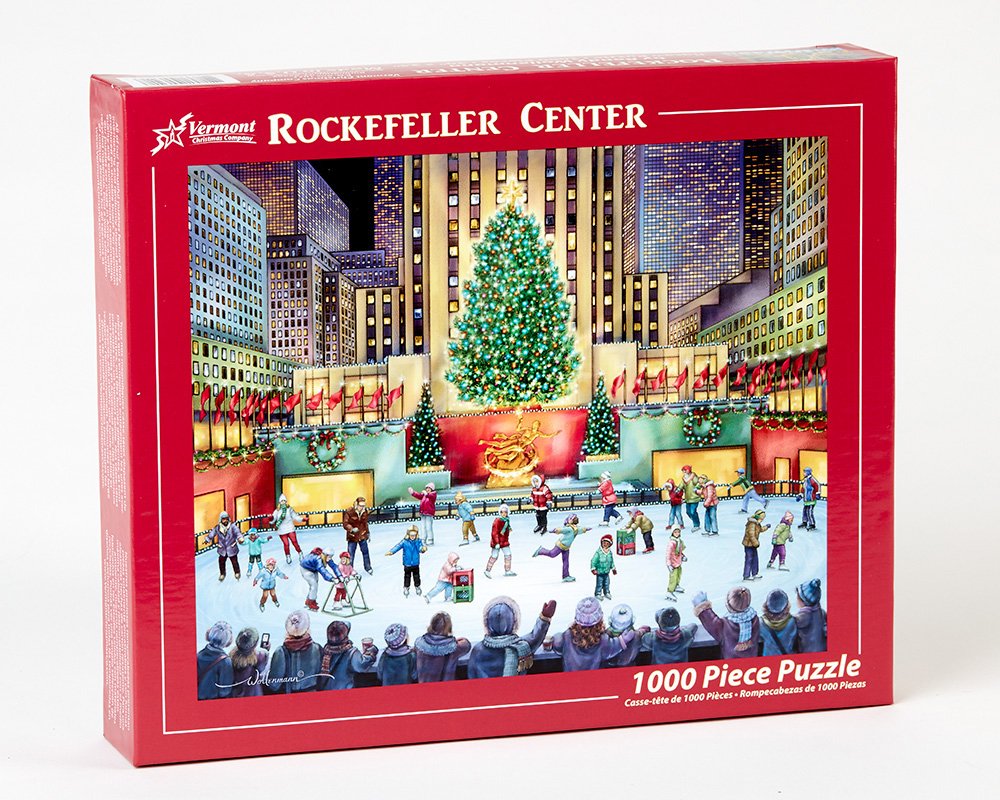 Vermont Christmas Company Rockefeller Center Jigsaw Puzzle 1000 Piece 24x30 - Large  Interlocking Pieces - Unique  Randomly Shaped Pieces - Puzzle for mature-themeds