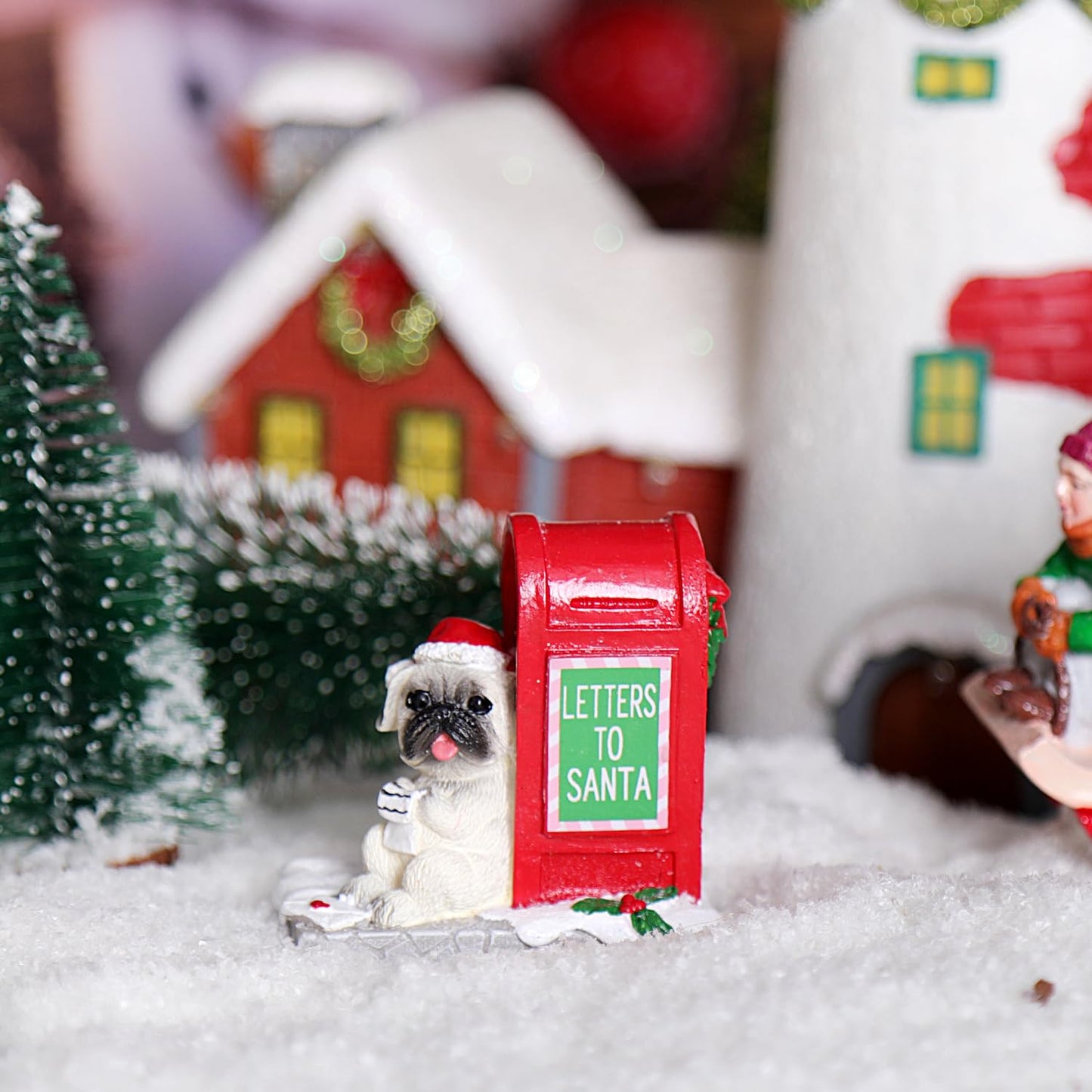 Christmas Village Accessories Ornaments Resin Puppy Read Letters From Santa Christmas Village Sets Decoration For Xmas Festival
