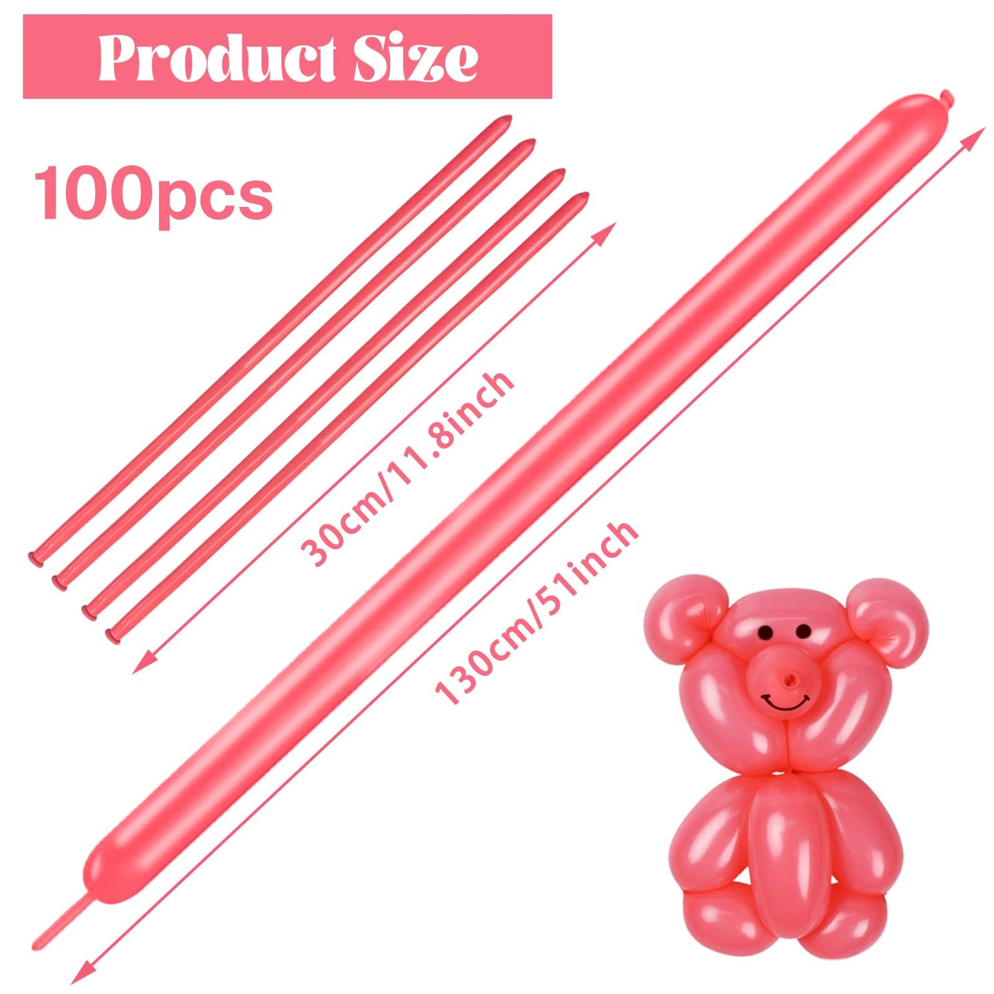 260 Long Balloons 100 Pack Pastel Red Twisting Animal Balloons Thickening Latex Modeling Long Magic Balloons For Animal Model We