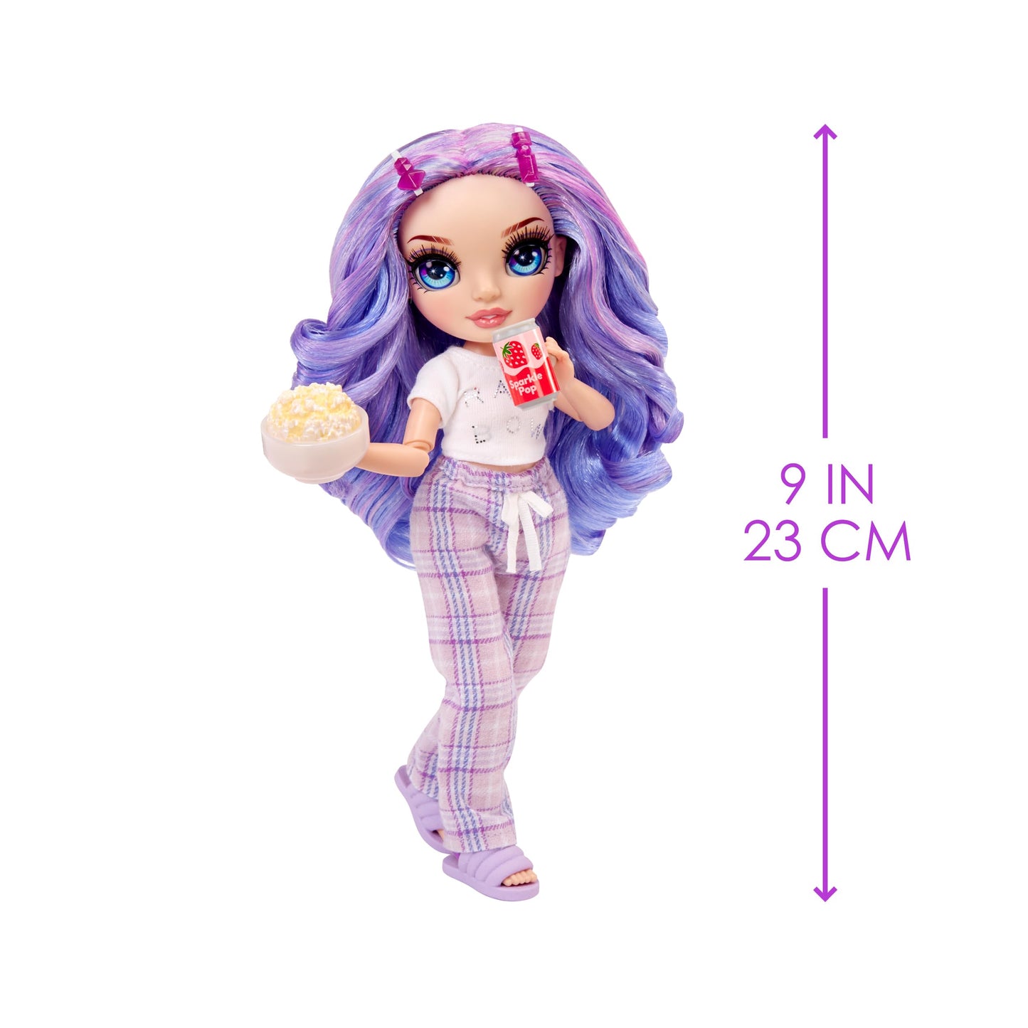Rainbow High Jr High Pj Party - Violet, Purple 9' Posable Fashion Doll With Soft Onesie, Slippers, Fun Play Accessories, Great Toy Gift For Girls Kids Ages 4-12 Years