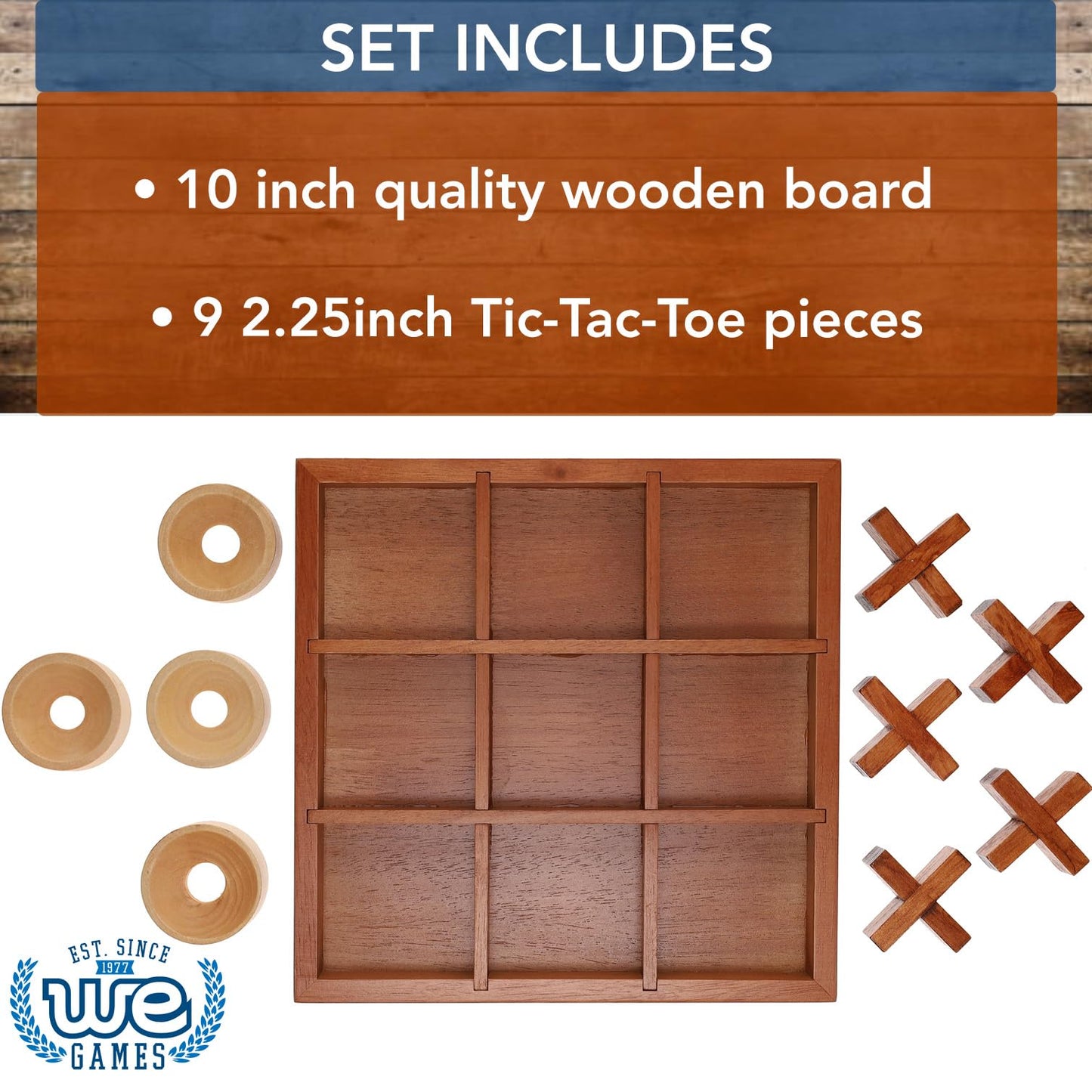 We Games Tic-Tac-Toe Wooden Board Game