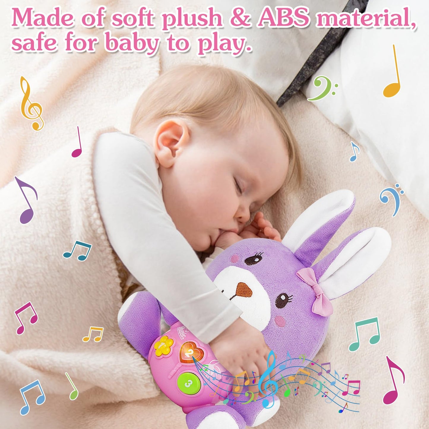 Baby Easter Gifts For Girls Boys: Easter Bunny Stuffed Animal Plush Baby Musical Toys Baby Easter Toys 6 To 12 Months Baby Toys