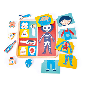 Tender Leaf Toys - Ouch Puzzle - Educational Body Parts Learning Double-Sided Puzzle With Storage Tray - Promotes Imaginary And Creative Roleplay, Helps To Create Health Awareness For Children 3+