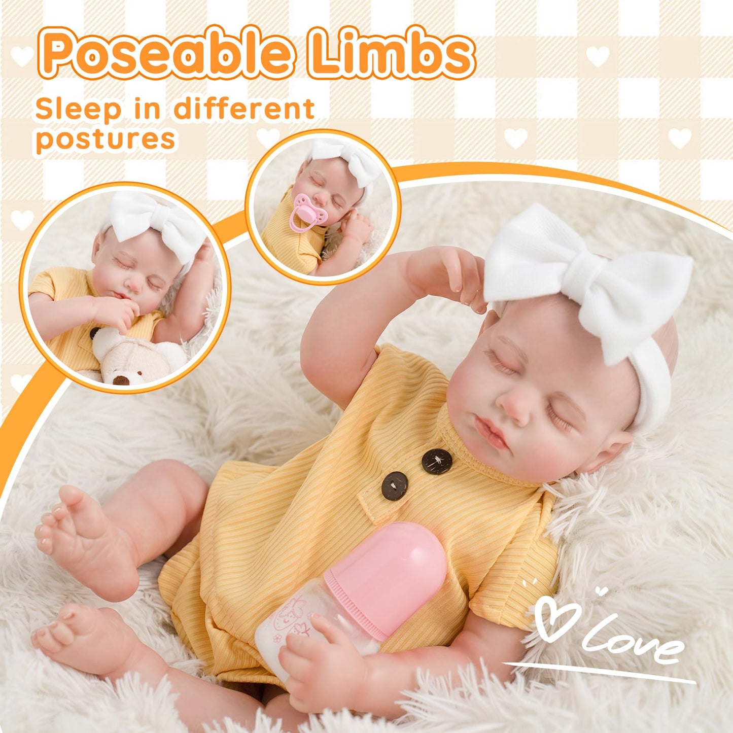 Jirachi Lifelike Reborn Baby Dolls, Real Life Vinyl Body Sleeping Baby Girl, 18 Inch Realistic Reborn Baby With Feeding Accessories For Girls Age 3+