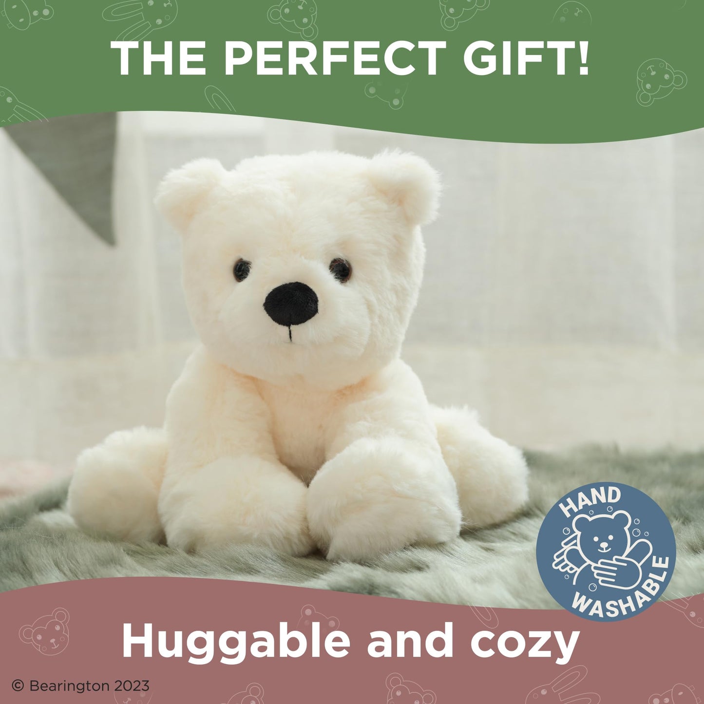 Bearington Everest The Polar Bear Plush, 10.5 Inch Polar Bear Stuffed Animal