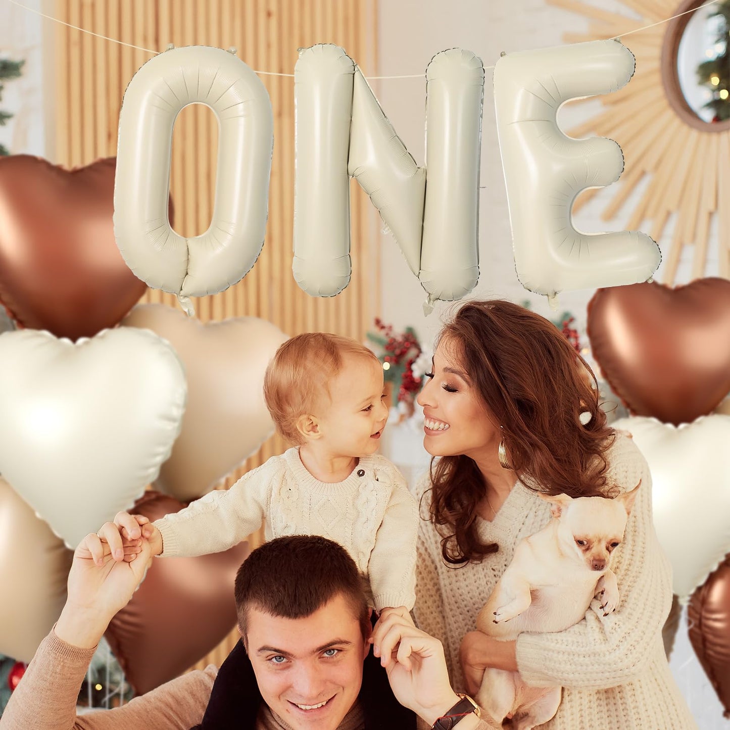 40 Inch Cream One Balloons, Large Letter Balloons For 1St Birthday, One Foil Helium Balloons, Mylar Big Beige Alphabet Balloons,