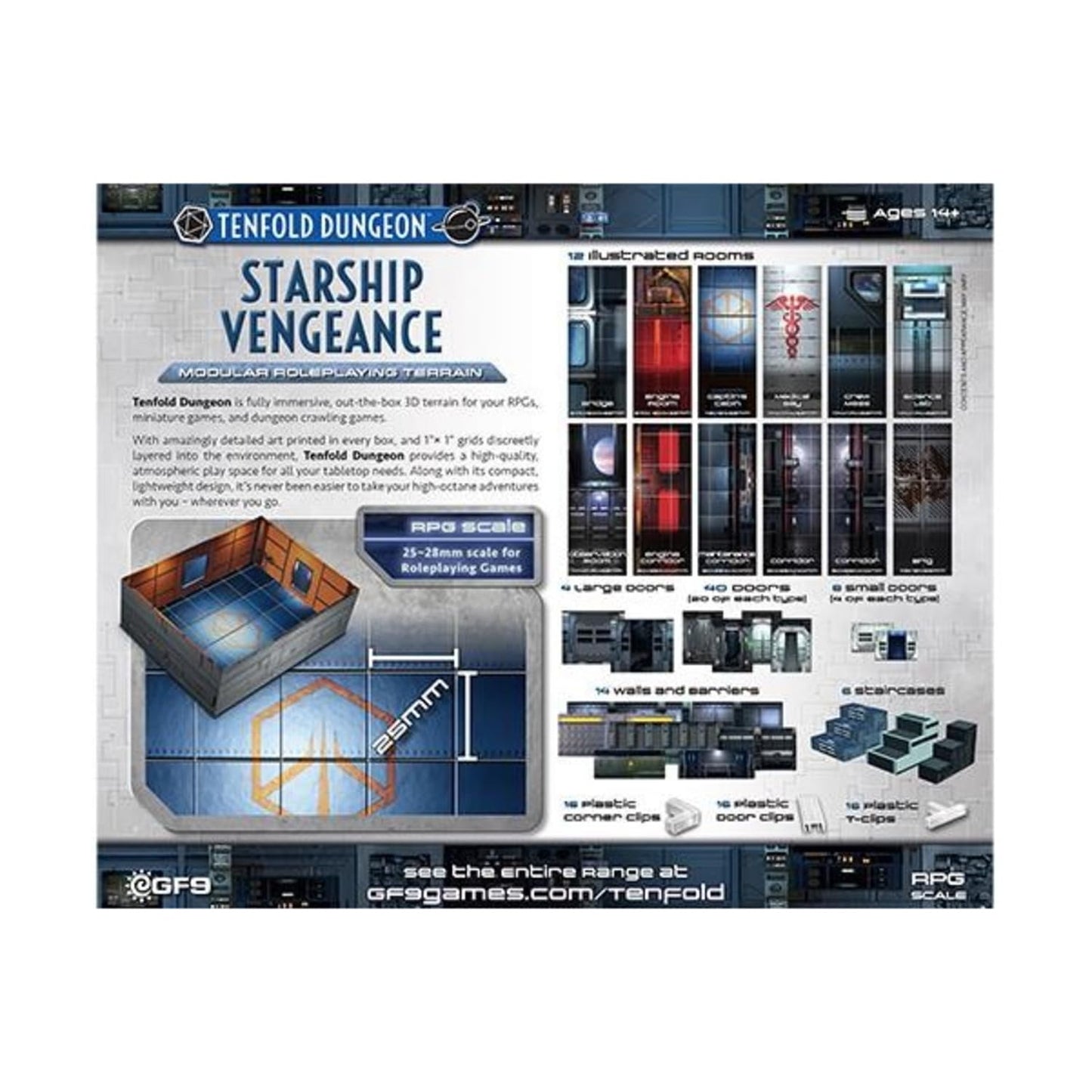 Gale Force Nine Tenfold Dungeon Starship Vengeance Modular Roleplaying Terrain Set With Quick Setup And 1 X 1-Inch Scale