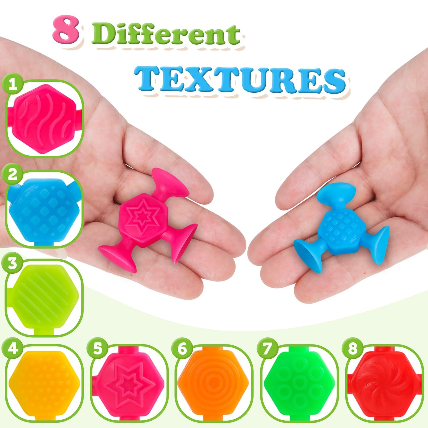 Toddler Textured Suction Cup Toys, 40 Pcs Kids Bath Toys Ages 4-8, Sensory Sucker Toy For Baby Age 3, Travel Window Shower Bathtub Toy, Montessori Stress Release Ideal Gifts For Boys Girls
