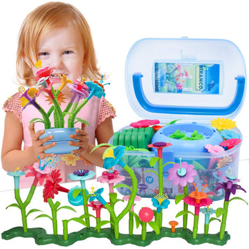 Biranco. Flower Garden Building Set - Grow Up! Fun Stacking Toys For Toddlers And Kids Age 3-6 Year Olds, Educational Activity For Preschool, Cool Stem Gardening Gifts For Girls (138 Pcs)